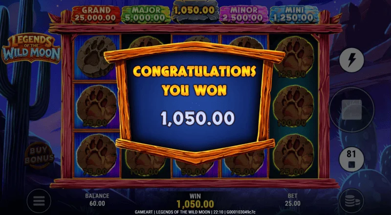 Legends of the Wild Moon - jumlah kemenangan dalam Free Spins